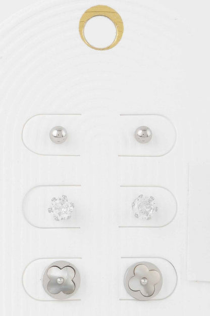 Multi Jewel Stud Earrings Set