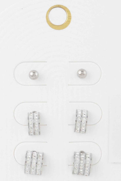 Multi Rhinestone Earrings Set