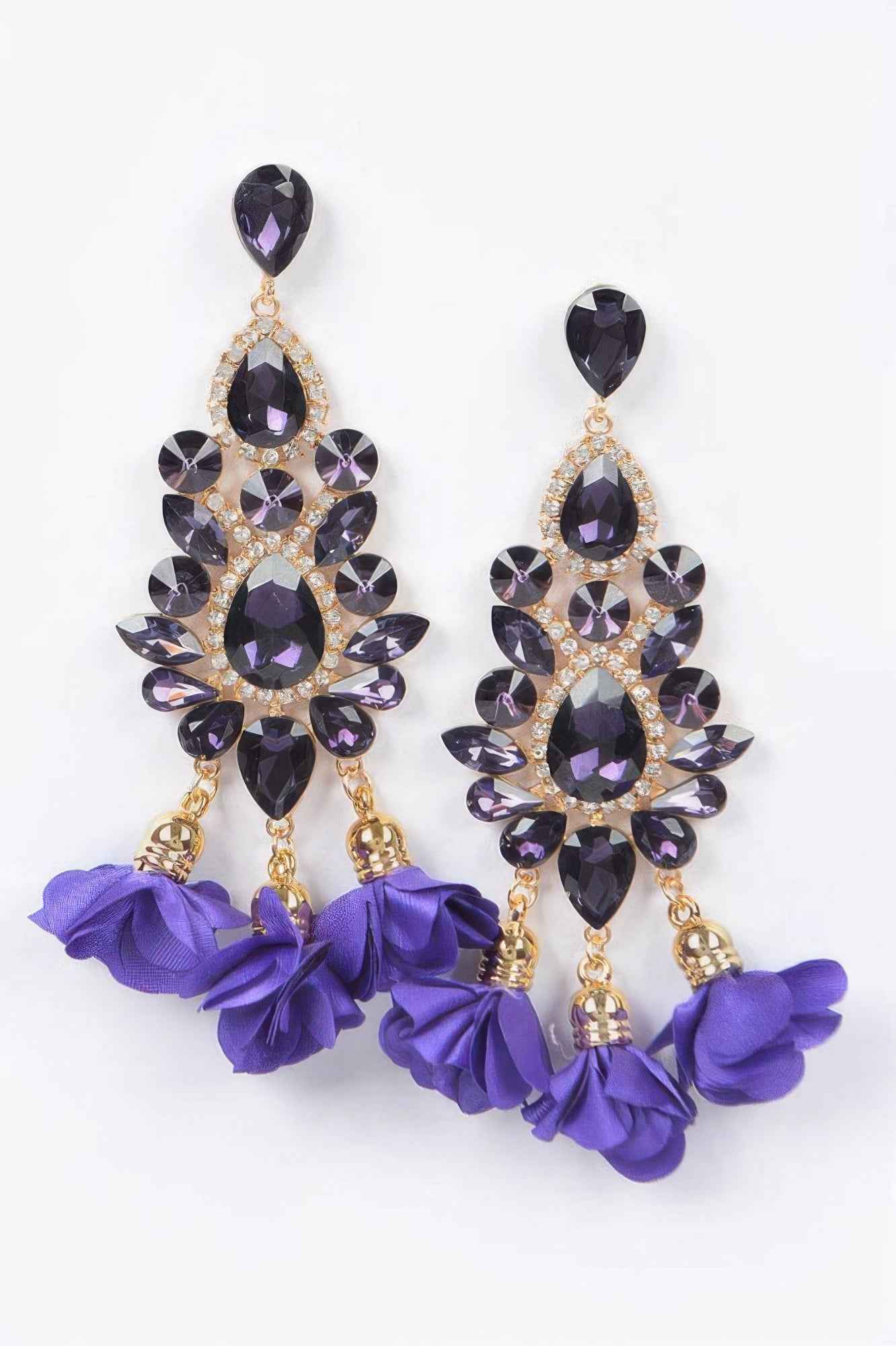Multi Rhinestone Flower Party Earring