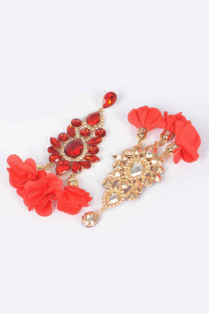 Multi Rhinestone Flower Party Earring