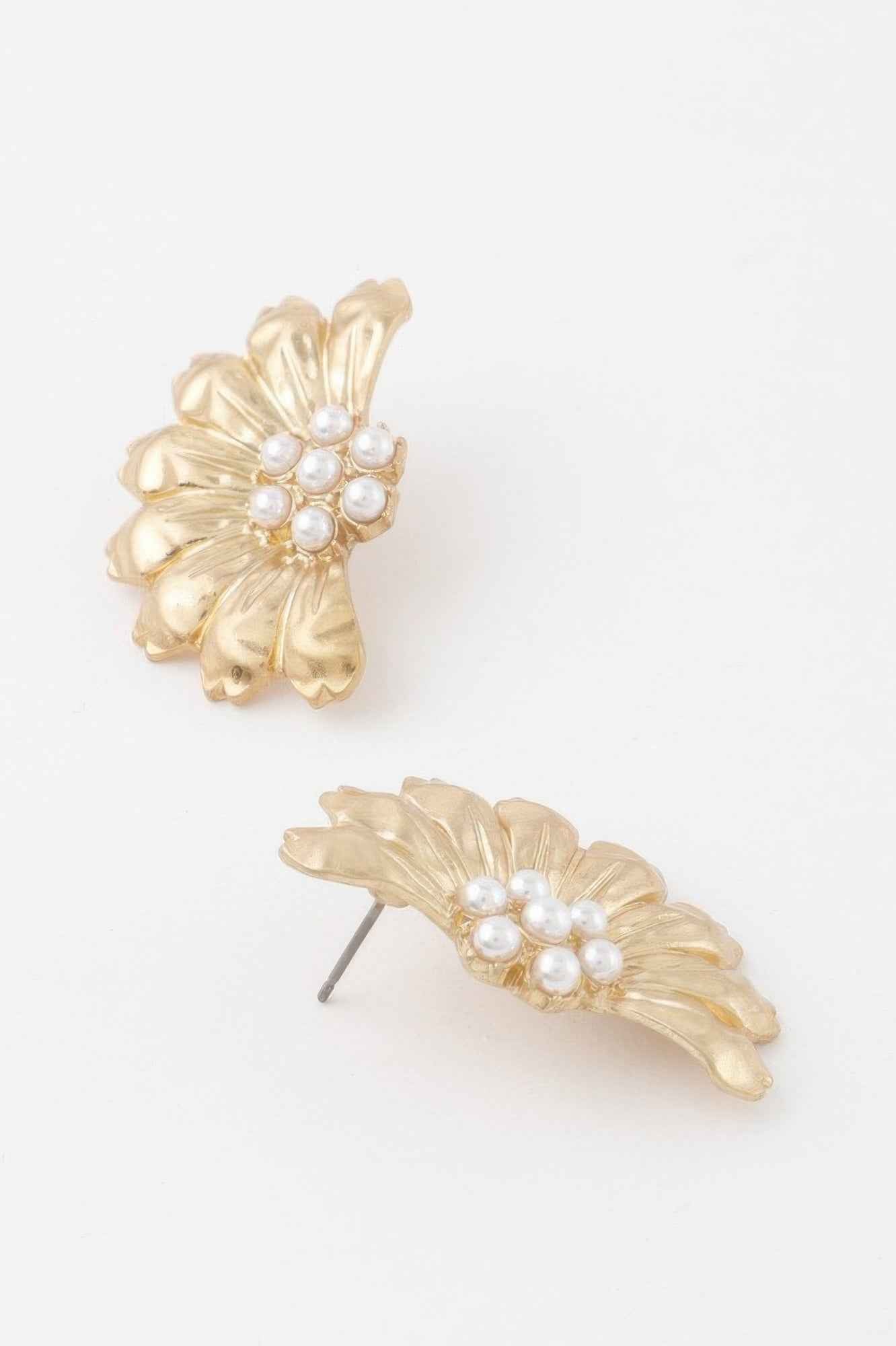 Pearled Half Flower Earrings