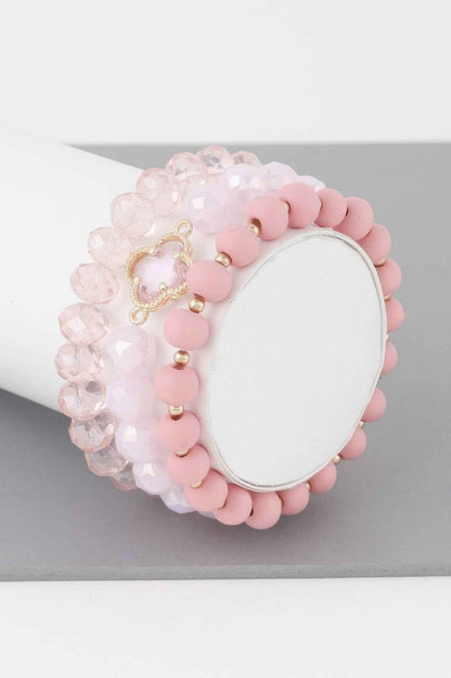 Triple Crystal Clover Bead Bracelet