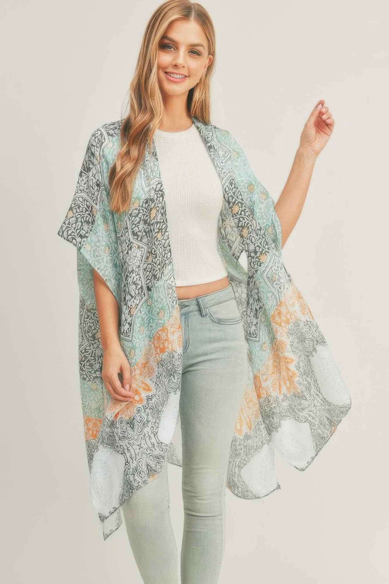 Allover Mixed Print Kimono