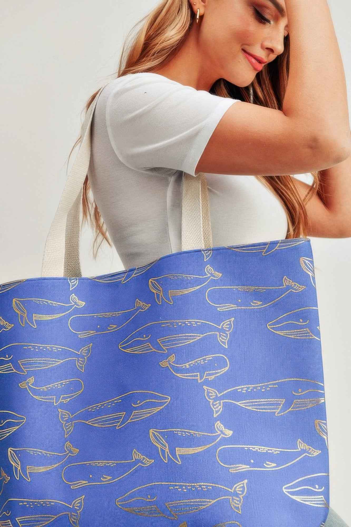 Gold Foil Whale Tote Bag