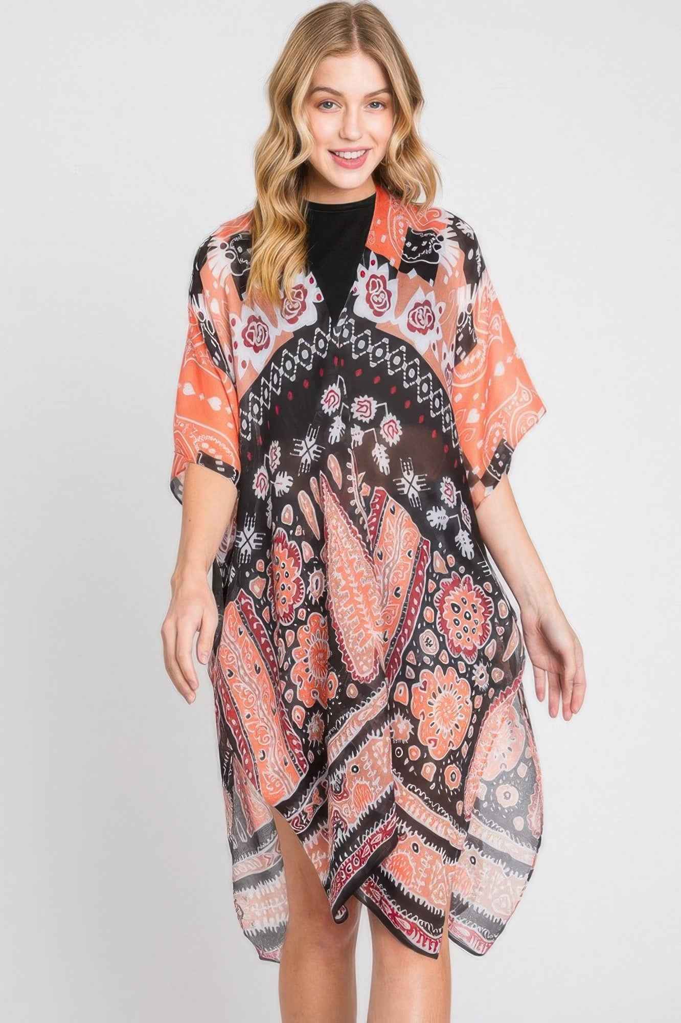 Geometric Boho Print Kimono