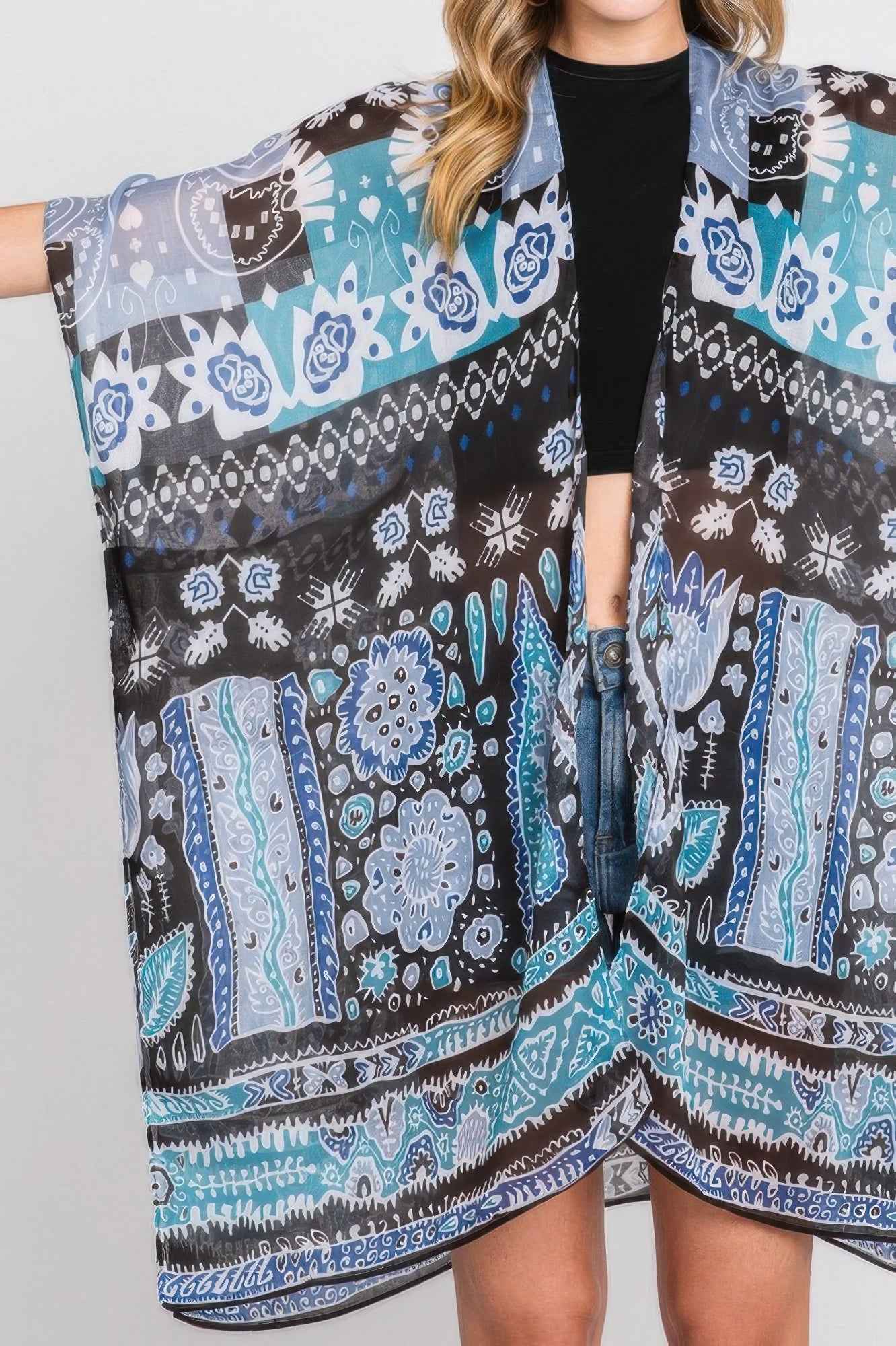 Geometric Boho Print Kimono