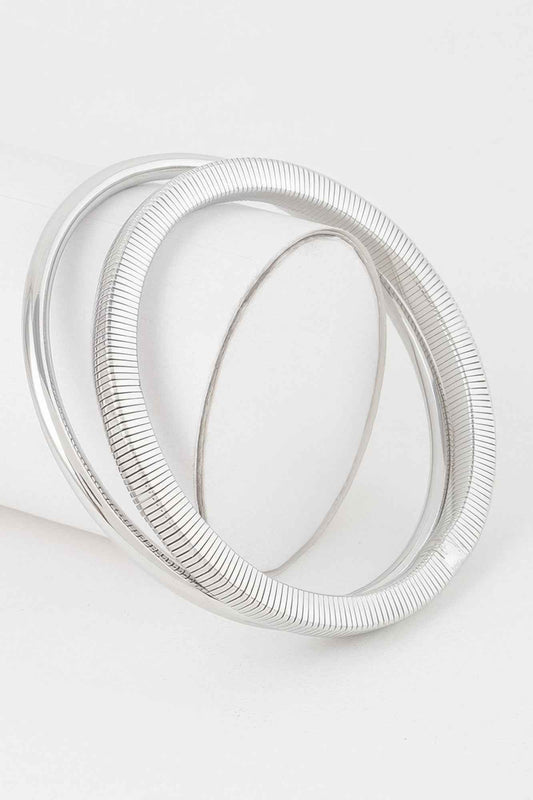 Alphage Ribbed Bangle Bracelets
