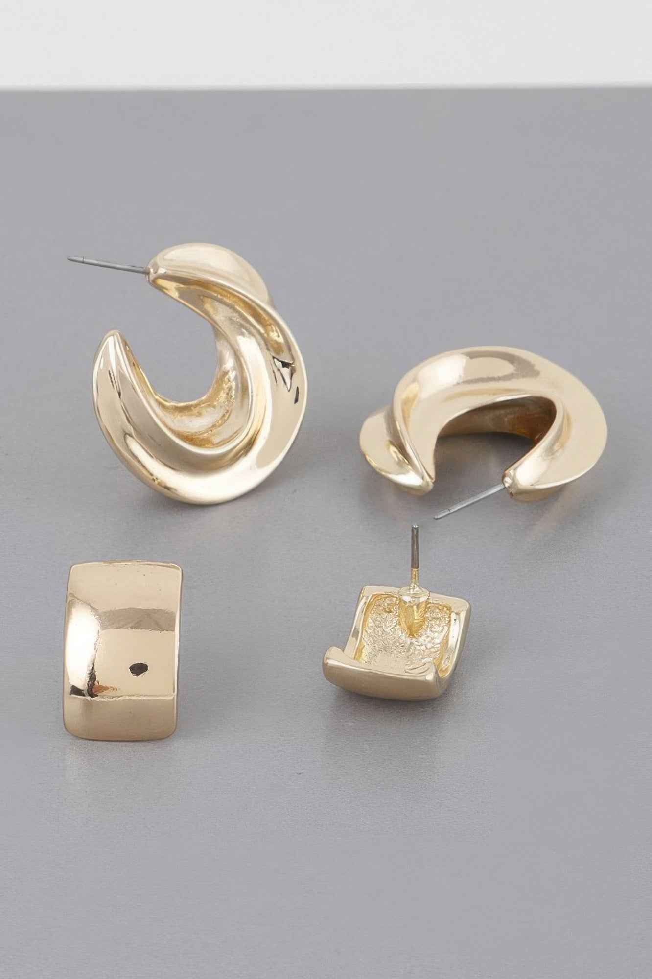 Two Pair Mini C Hoop Earrings Set