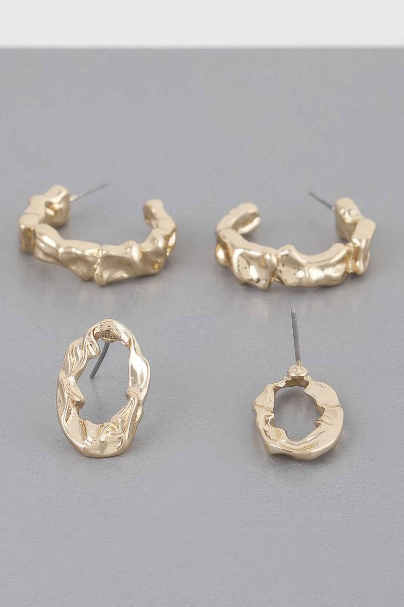 Mini Textured Latch Hoop Earrings Set