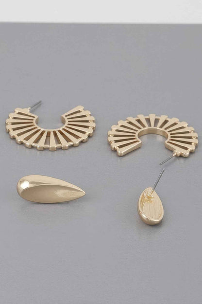 Sunray Flat Hoop Earrings Set