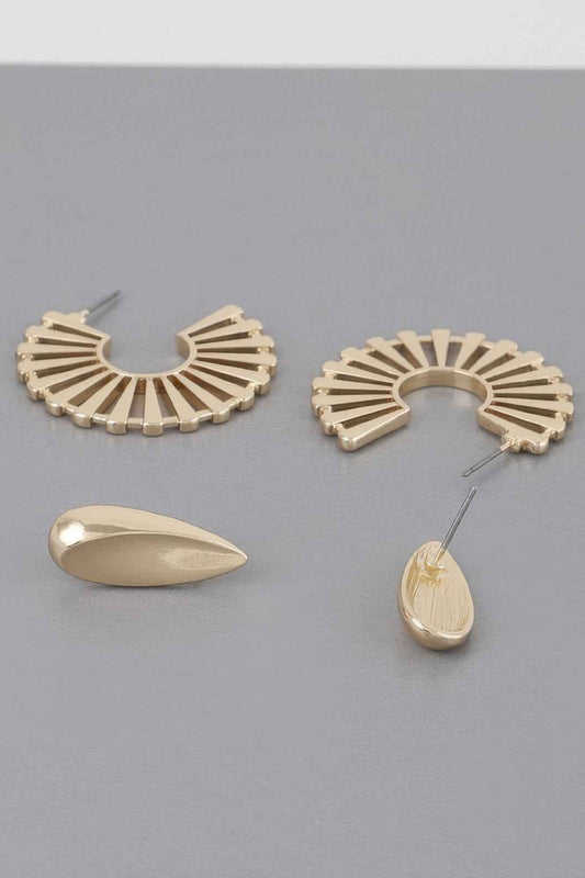 Sunray Flat Hoop Earrings Set