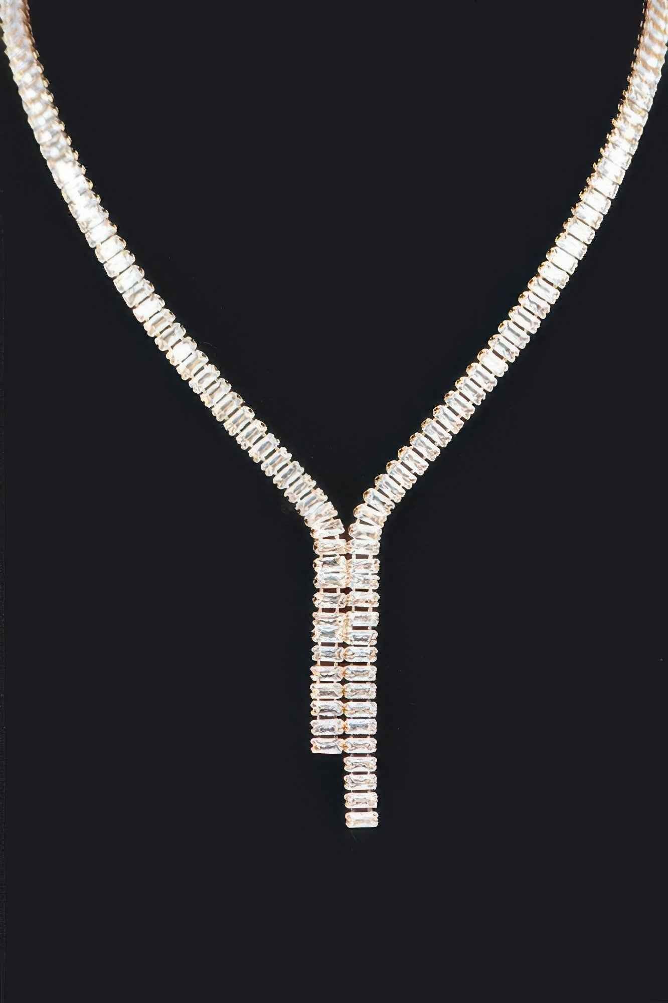 Rhinestone Earring And Necklace Set