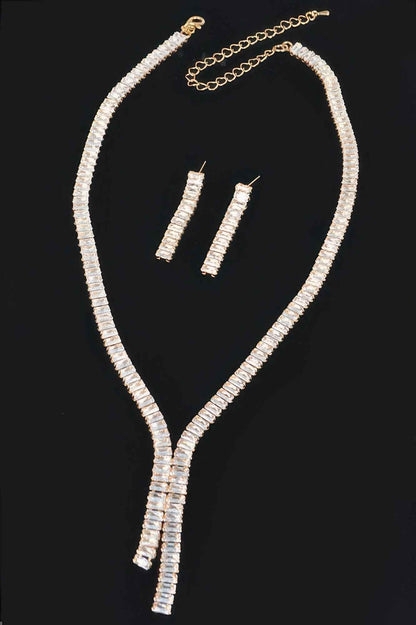 Rhinestone Earring And Necklace Set