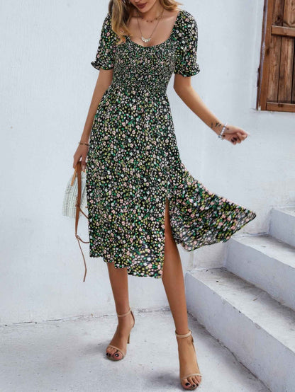 Bohemia Floral Puff Sleeve Flounce Sleeve Dress