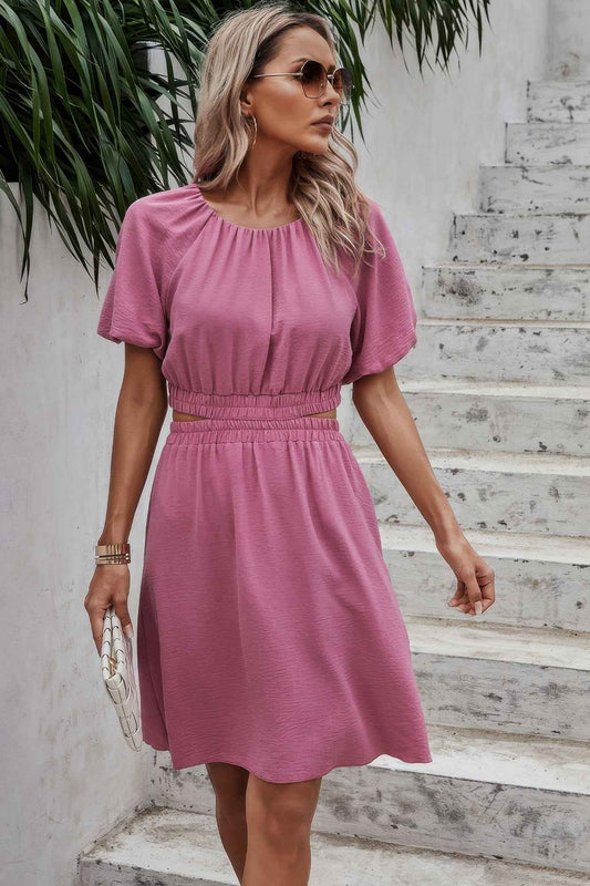 Two Pieces Solid Basic Elastic Round Neck Sets