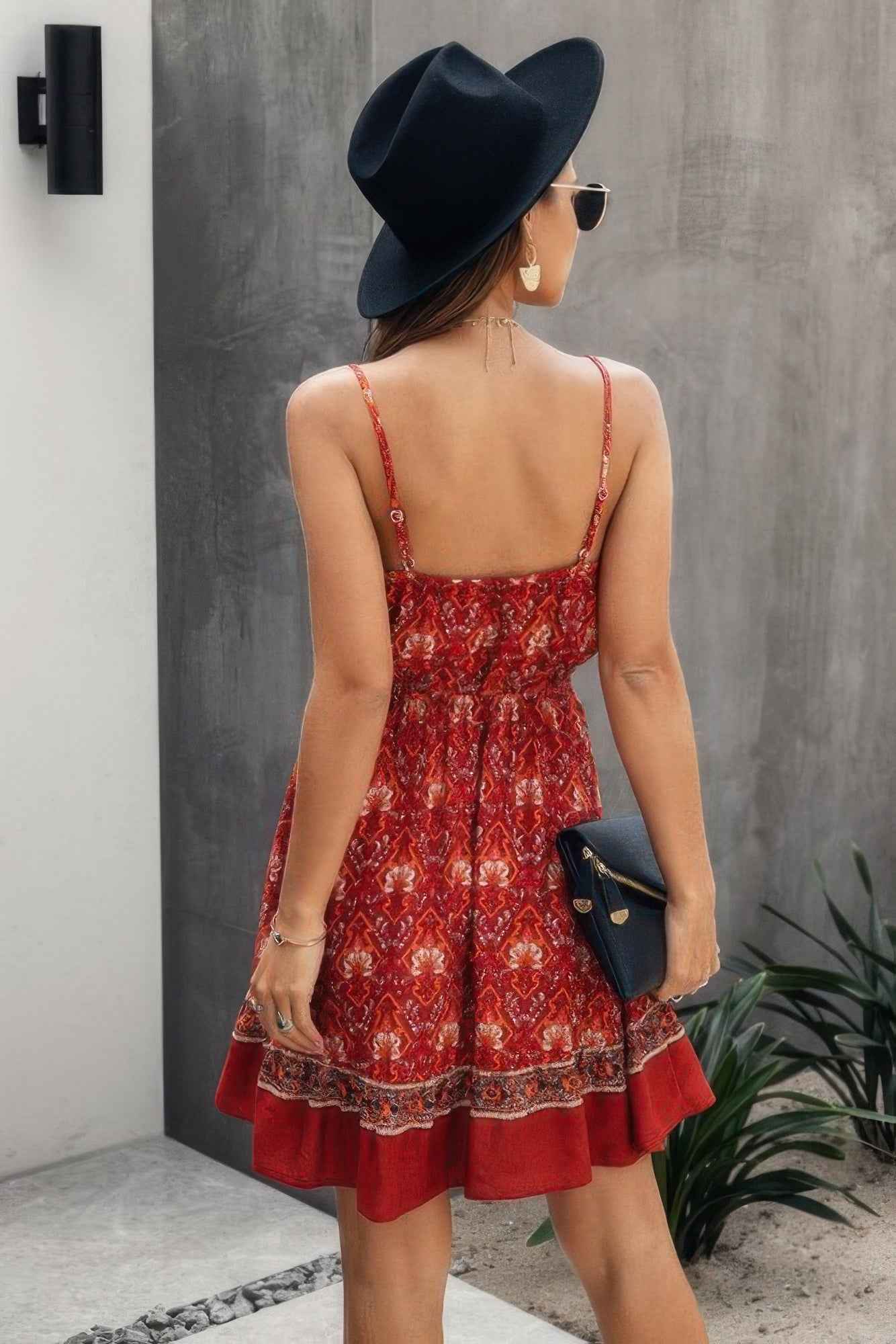 Floral Spaghetti Strap Button Down Ruffle Mini Dress