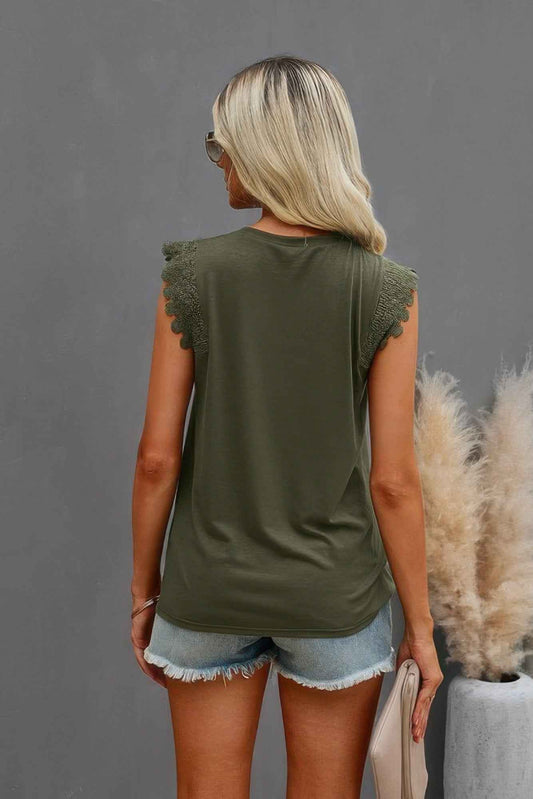 Round Neck Hollow Shoulder Solid Fit Top