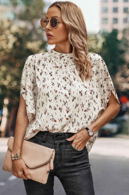 Leopard Print Open Back Knot Drop Shoulder Top