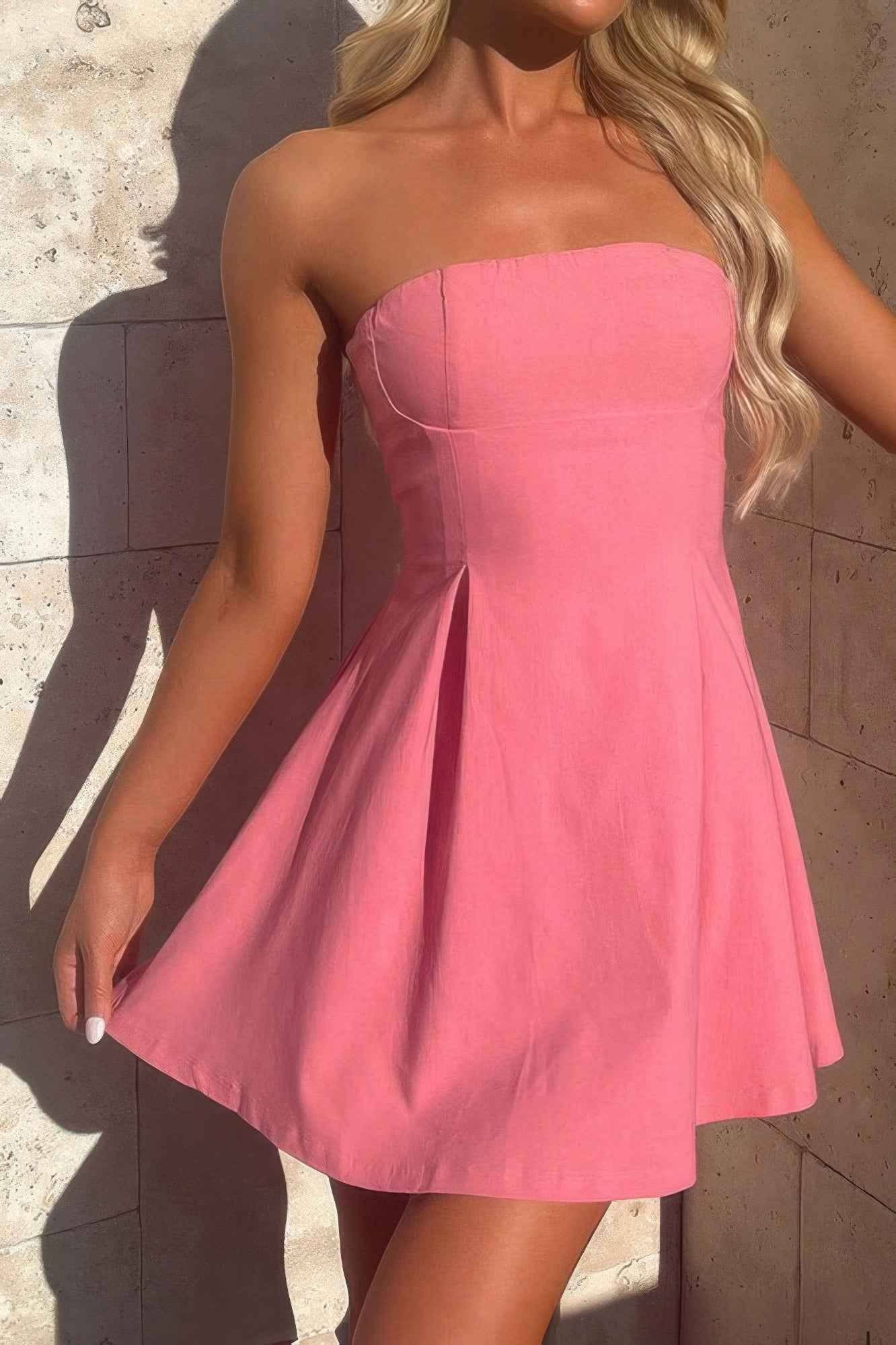 Off Shoulder Elegant Tube Cuff A Swing Short Dress
