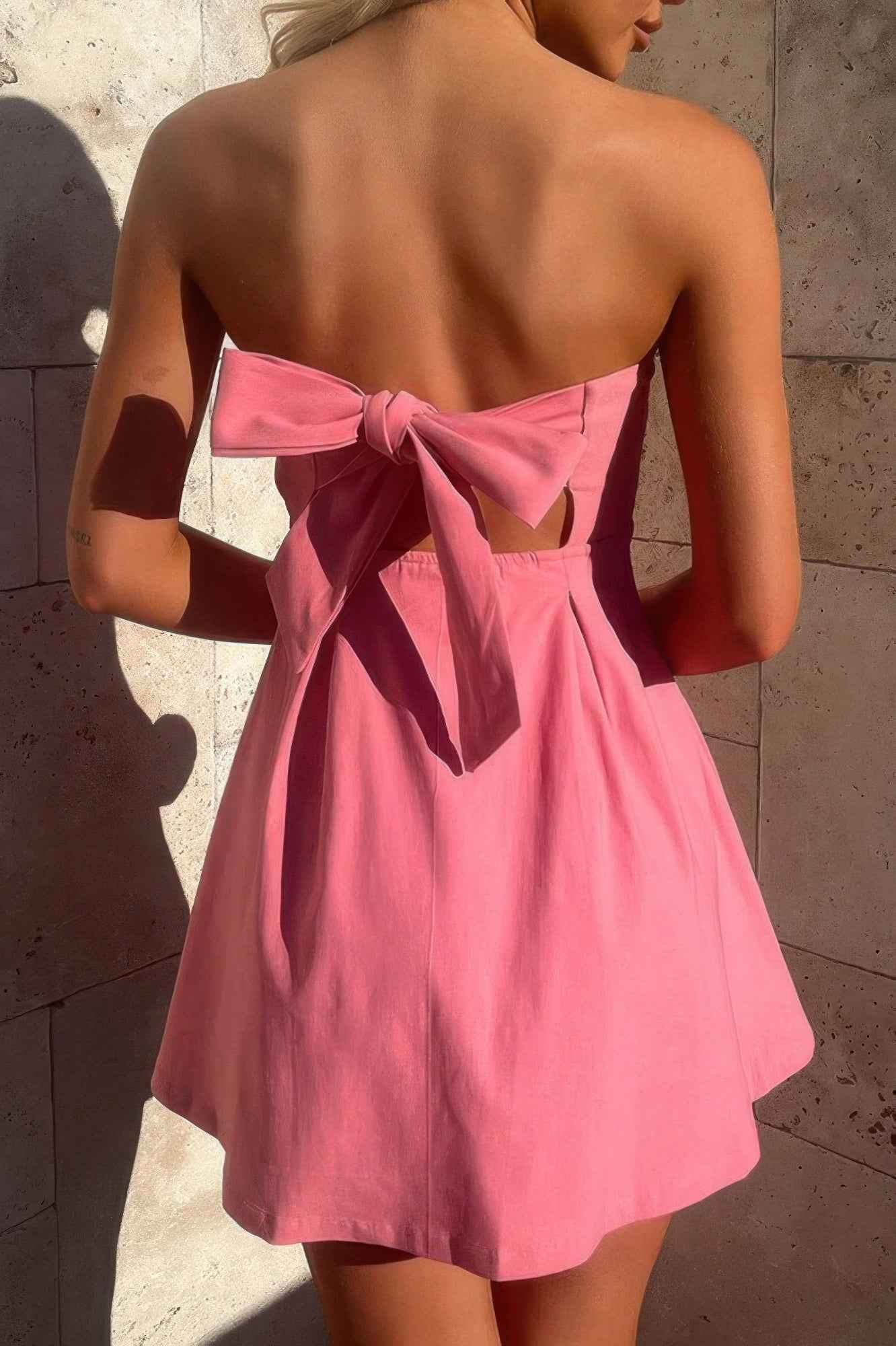 Off Shoulder Elegant Tube Cuff A Swing Short Dress
