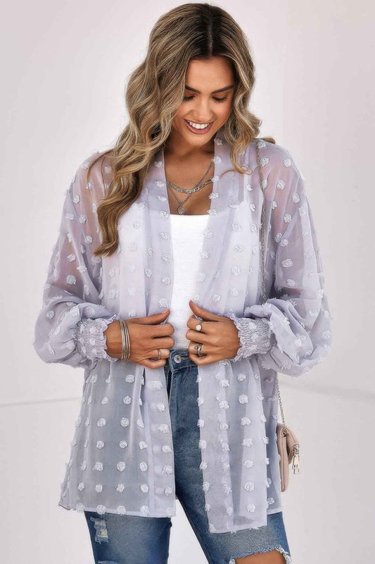 Polka Dot Kimono Loose Front Open Top