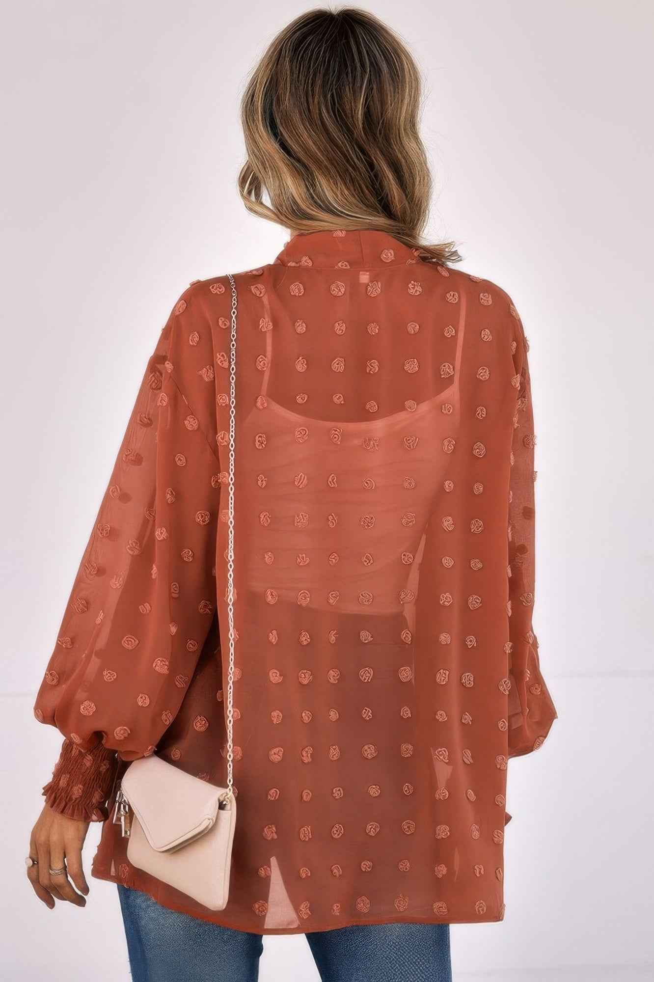 Polka Dot Kimono Loose Front Open Top
