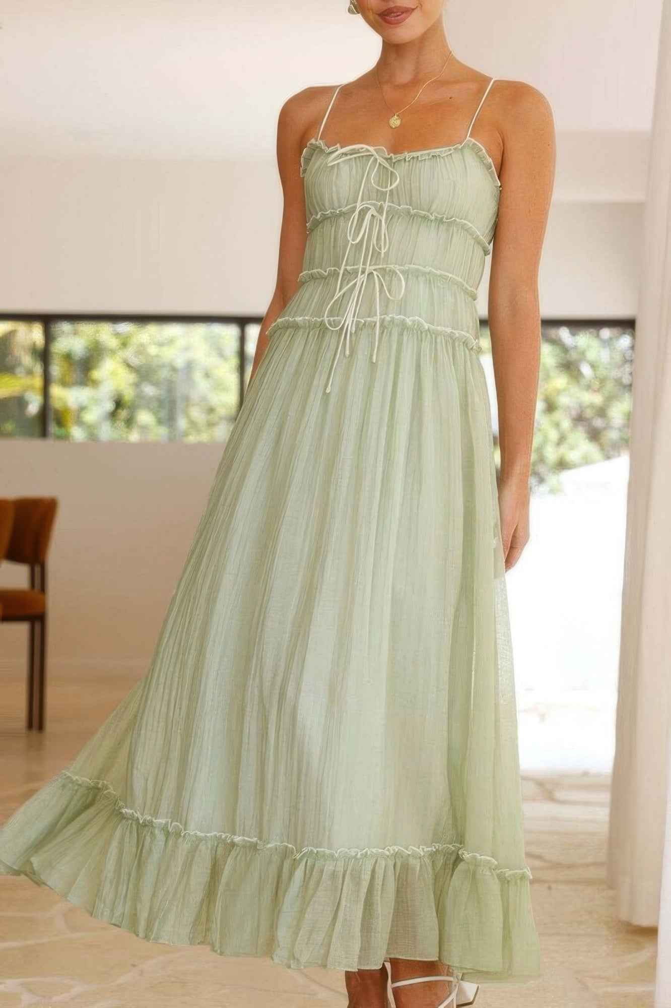 Off Shoulder Knot Pleated Ruffle Hem Dress