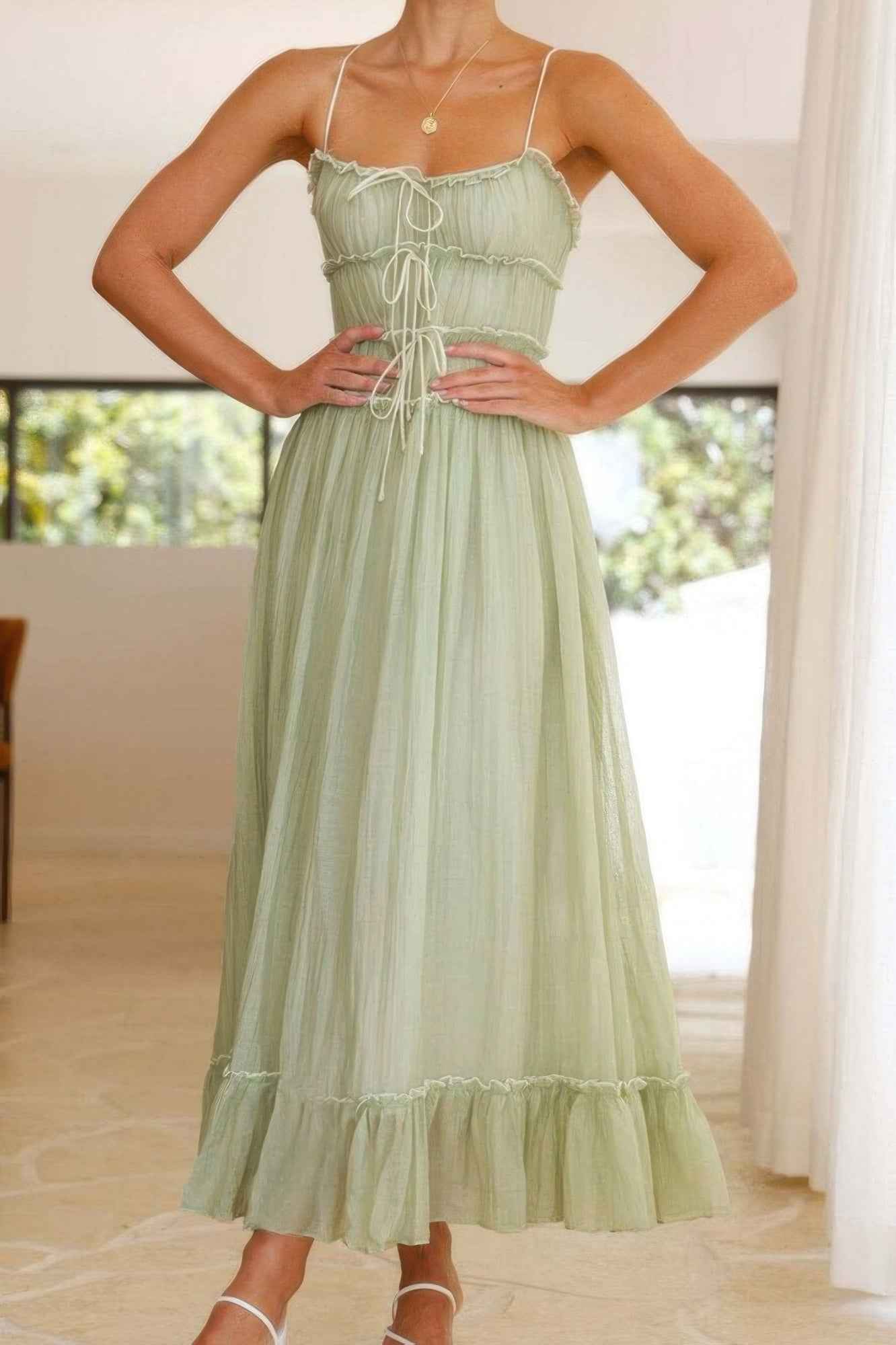 Off Shoulder Knot Pleated Ruffle Hem Dress