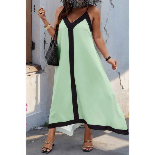Plus Colorblock Spaghetti Strap A Line Dress