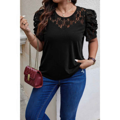 Solid Lace Ruffle Sleeve Hollow Out Elegant Shirt