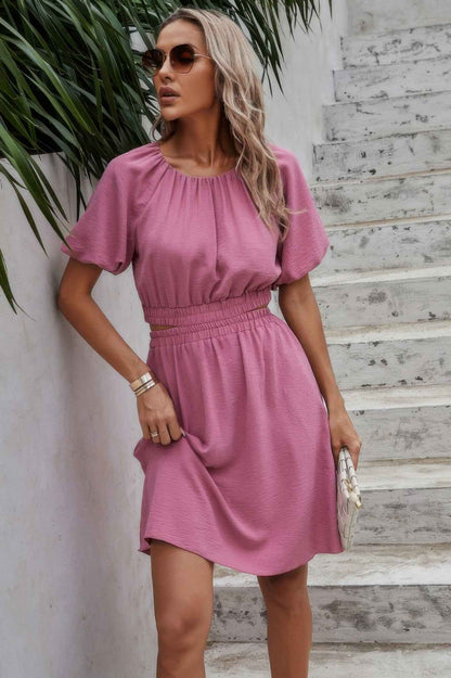 Two Pieces Solid Basic Elastic Round Neck Sets