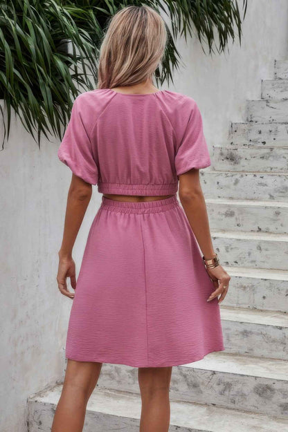 Two Pieces Solid Basic Elastic Round Neck Sets