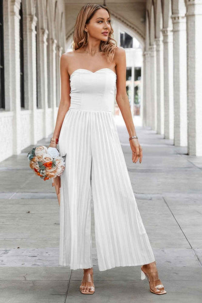 Elegant Off Shoulder Pleated High Waist Jumpsuit