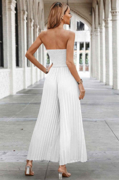 Elegant Off Shoulder Pleated High Waist Jumpsuit