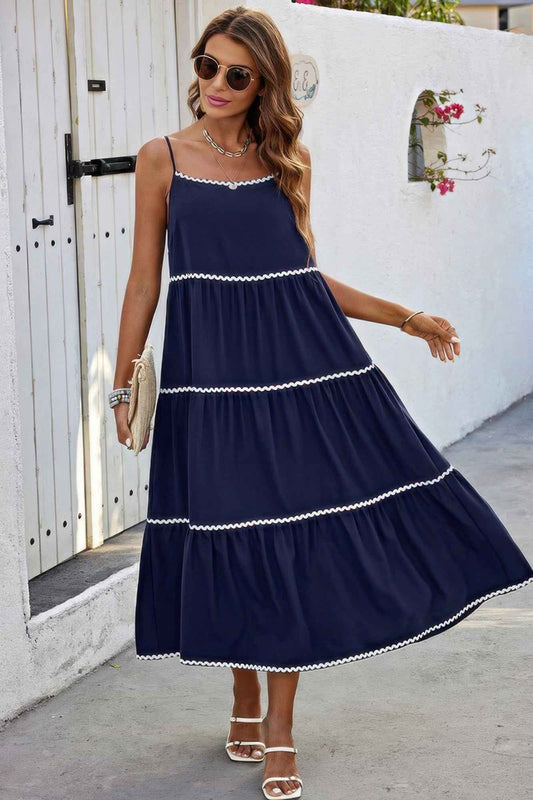 Spaghetti Strap Sleeveless Loose A Line Ankle Dress