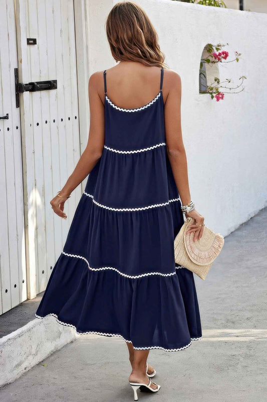 Spaghetti Strap Sleeveless Loose A Line Ankle Dress