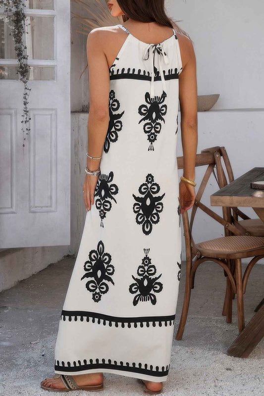 Geo Print Halter Sleeveless Loose Fit Dress