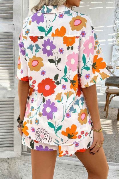 Two Pieces All Over Print Button Down Short Sets