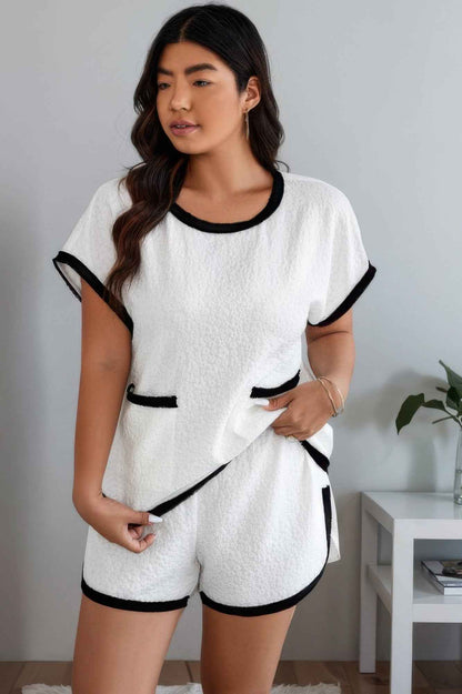 Plus Size Two Pieces Pocket Elastic Waist Sets