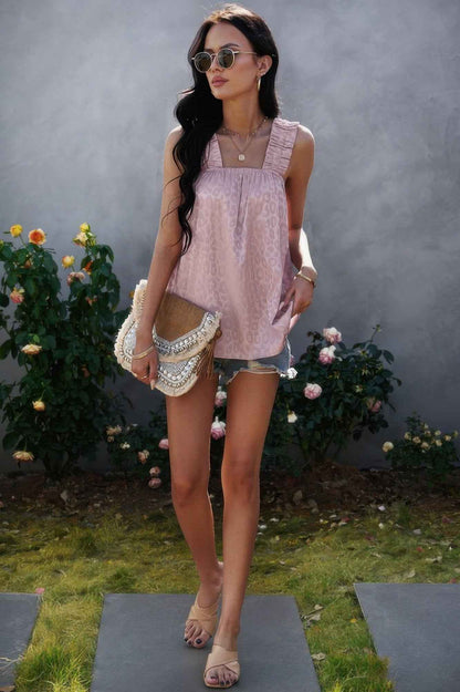 Leopard Stretch Wide Sling Tank Top