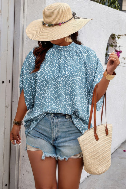Plus Size Random Printed Short Sleeve Loose Shirt - It's a Girly Place
