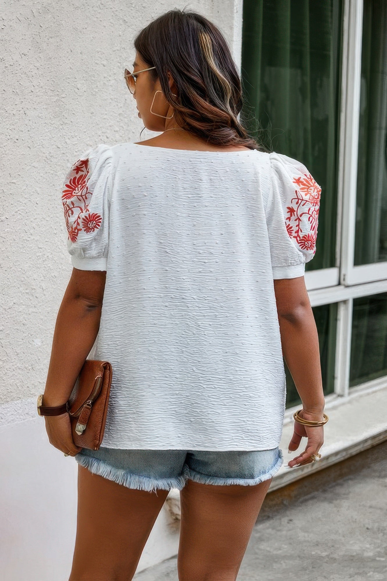 Plus Size Square Neck Floral Puff Sleeve Shirt - It's a Girly Place