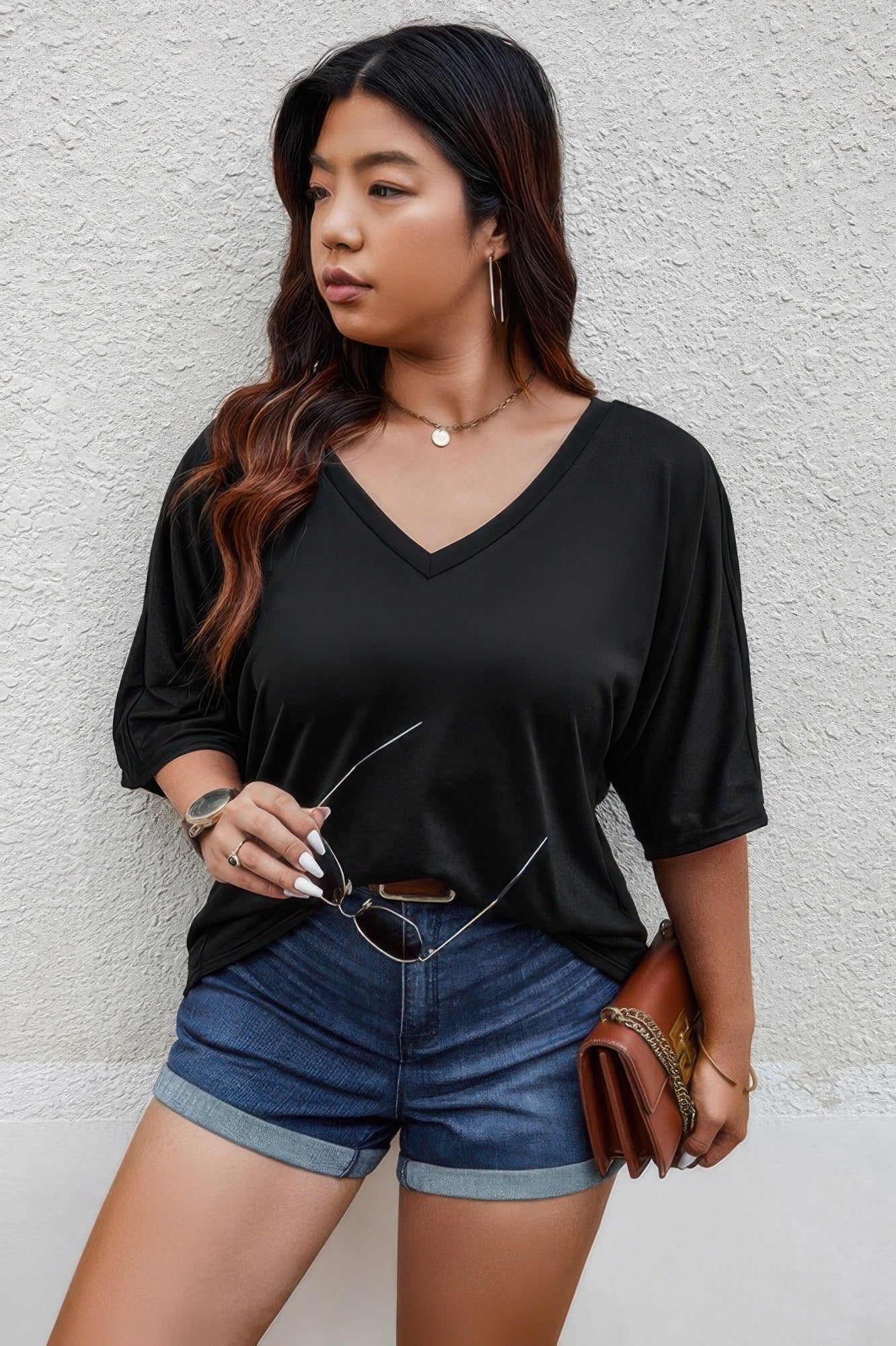 Plus Size Solid Drop Shoulder Short Sleeve Shirt - It's a Girly Place