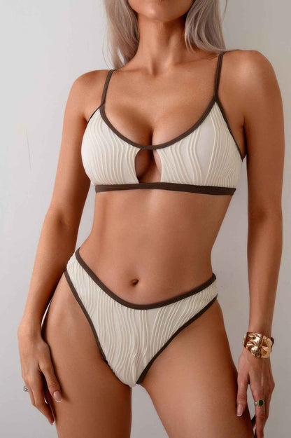 Two Pieces Pleated Cut Out High Cut Bikini