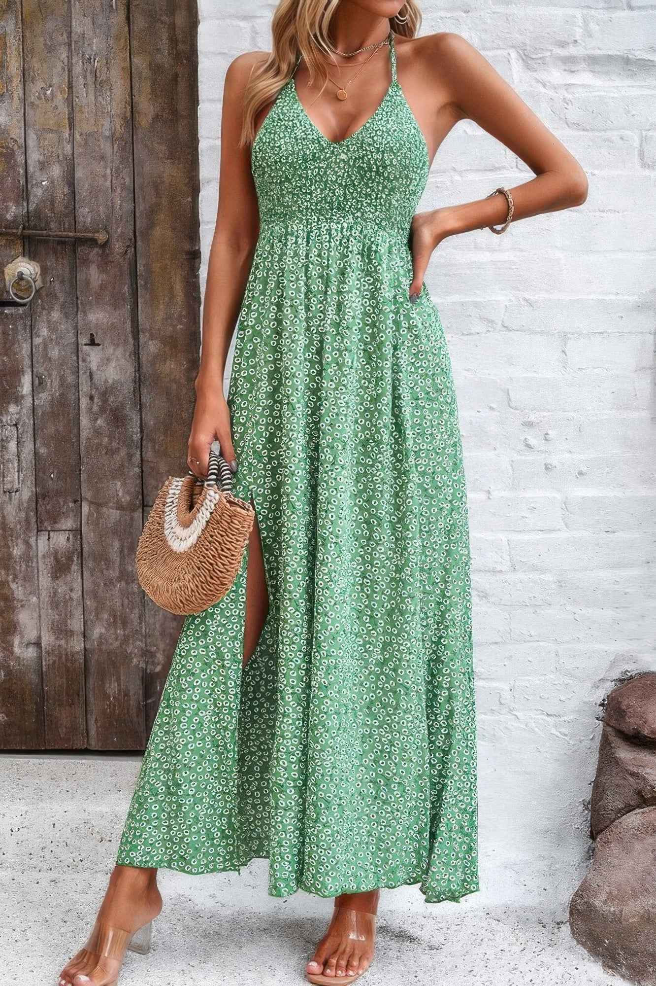 Floral Boho Tie Sleeveless High Waist Maxi Dress
