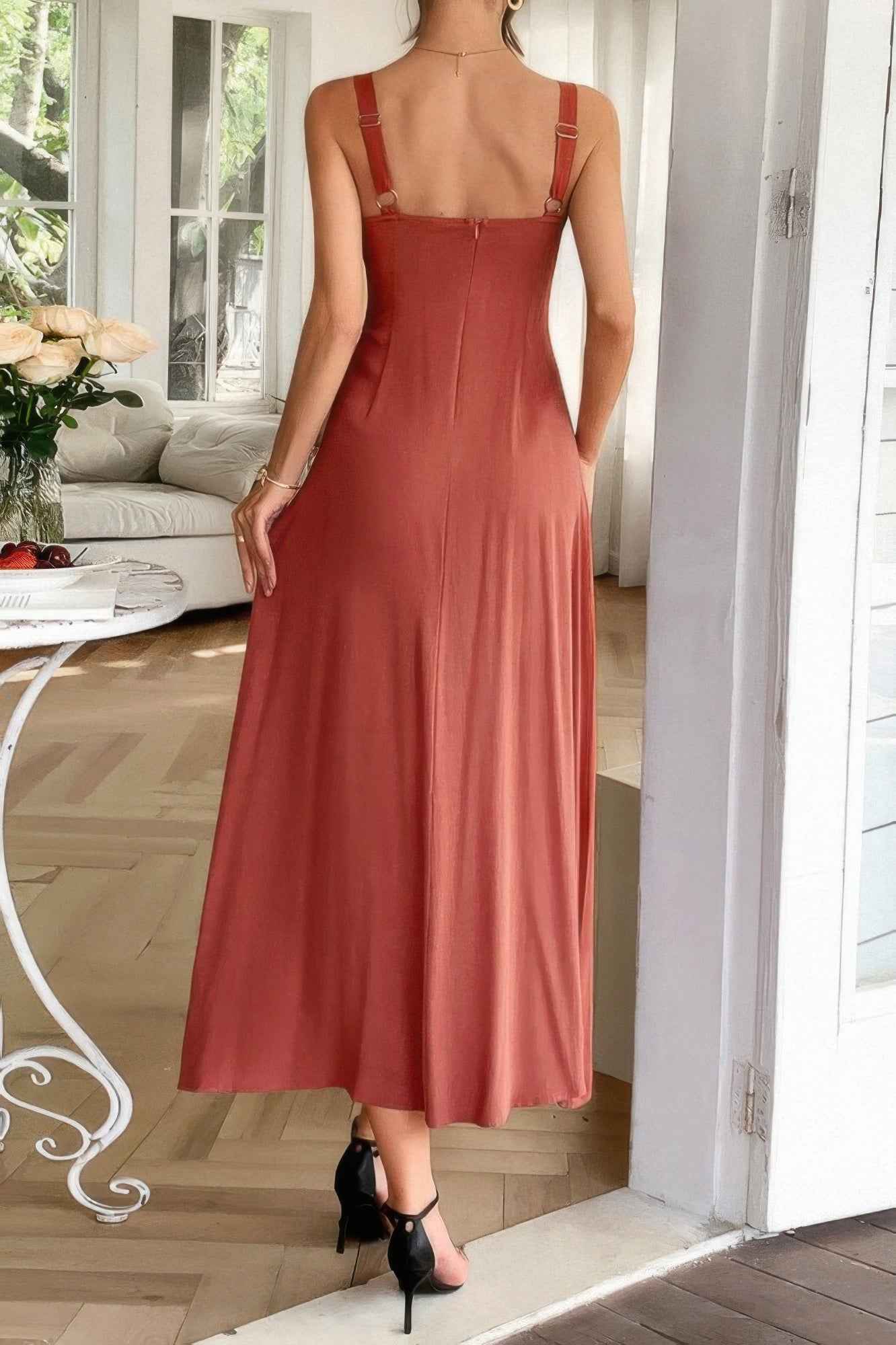 Strip Contrast Binding Linen Blend Cami Dress