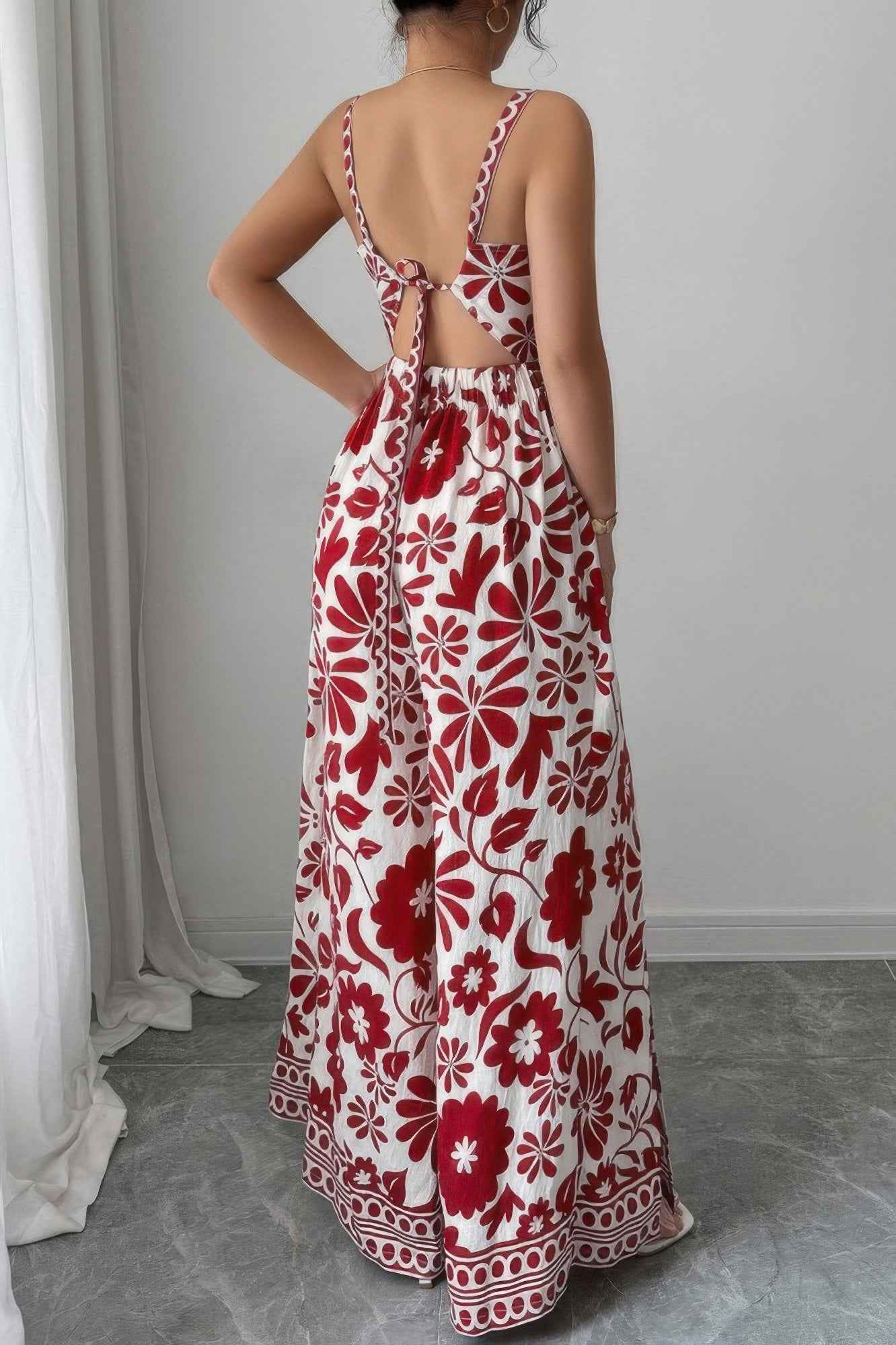 Floral Print High Waist Split Wide Leg Fit Jumpsuit