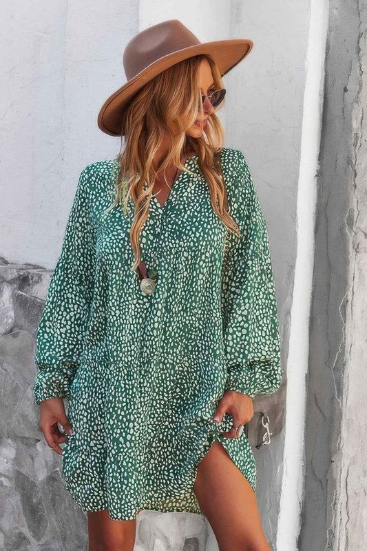 V Neck Polka Dot Tunic Dress