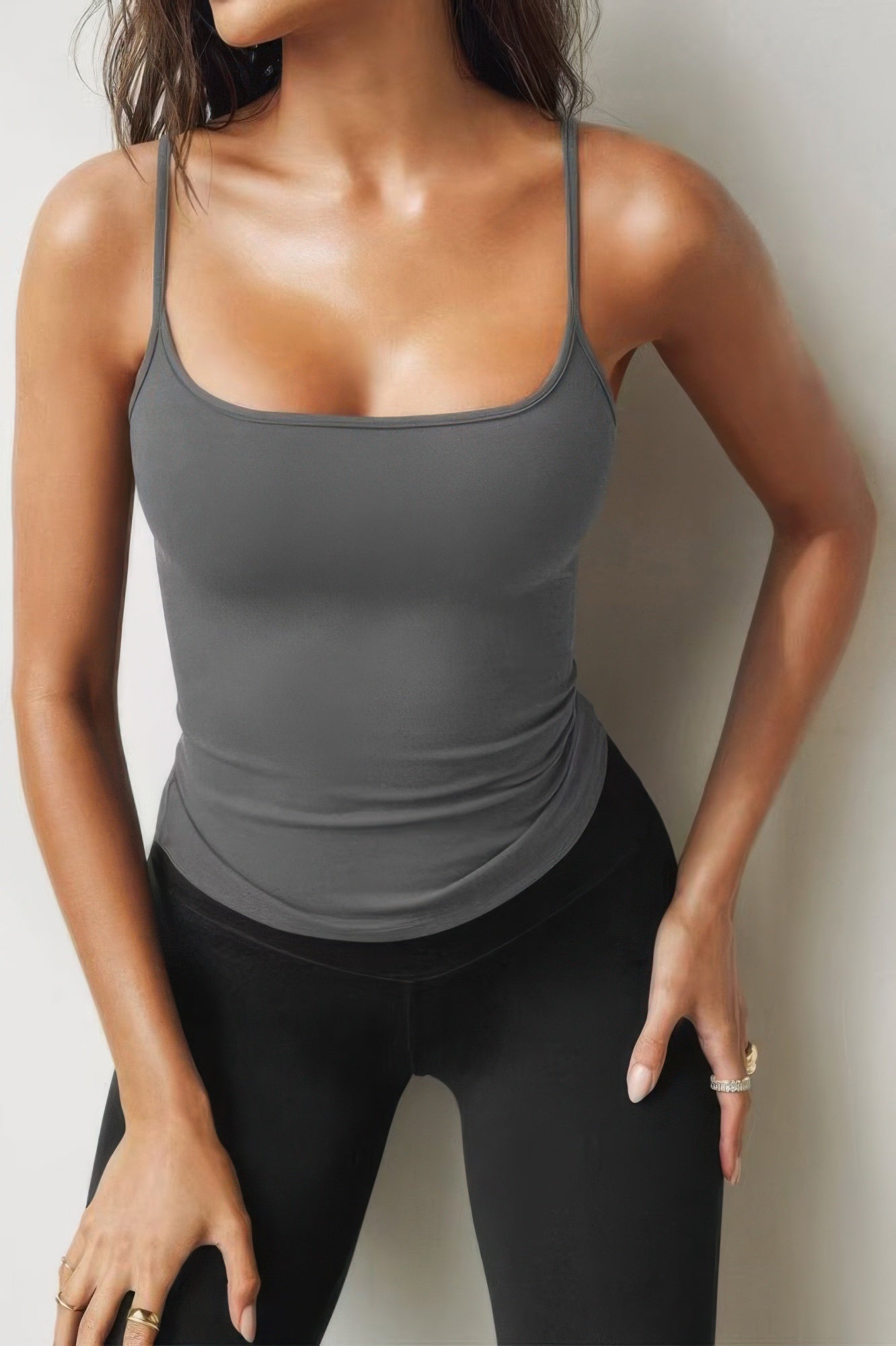 Solid Square Neck Sleeveless Slim Tank Top - It's a Girly Place