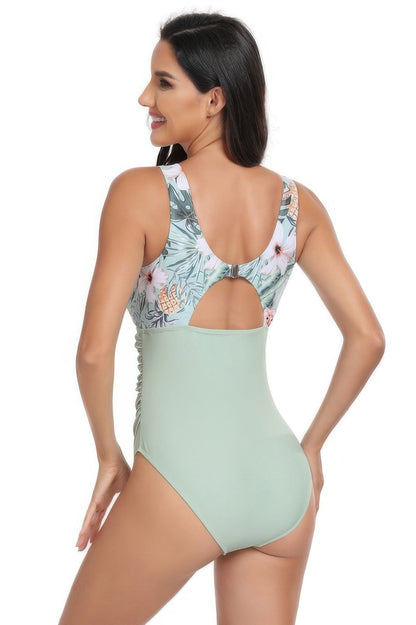 Sleeveless Color Block Floral Fit Lace Swimsuits - It's a Girly Place